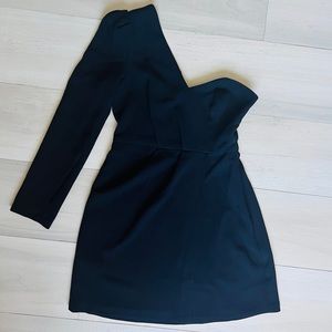 Asymmetrical black mini dress - just perfect!